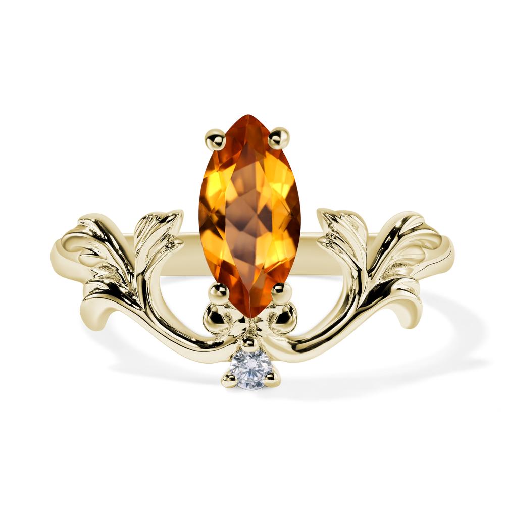 Baroque Marquise Cut Citrine Ring - LUO Jewelry #metal_14k yellow gold