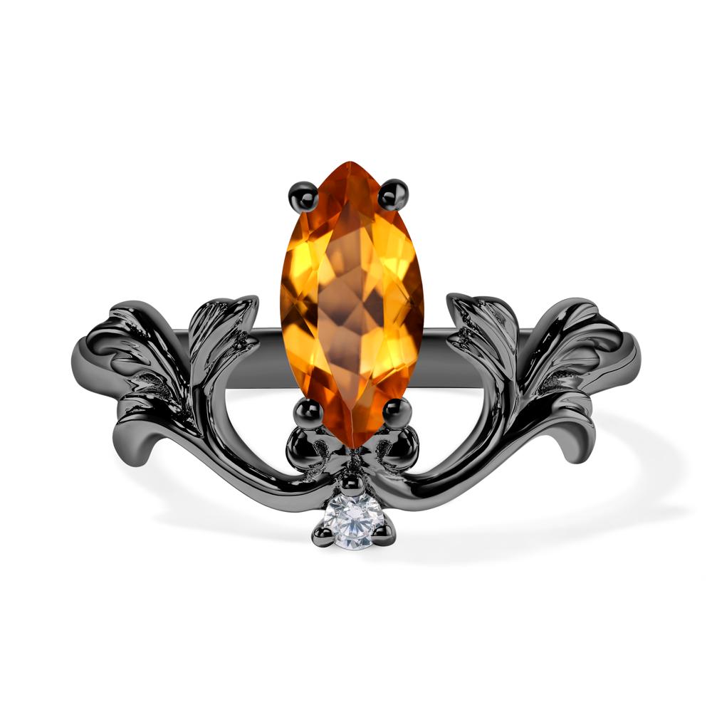 Baroque Marquise Cut Citrine Ring - LUO Jewelry #metal_black finish sterling silver