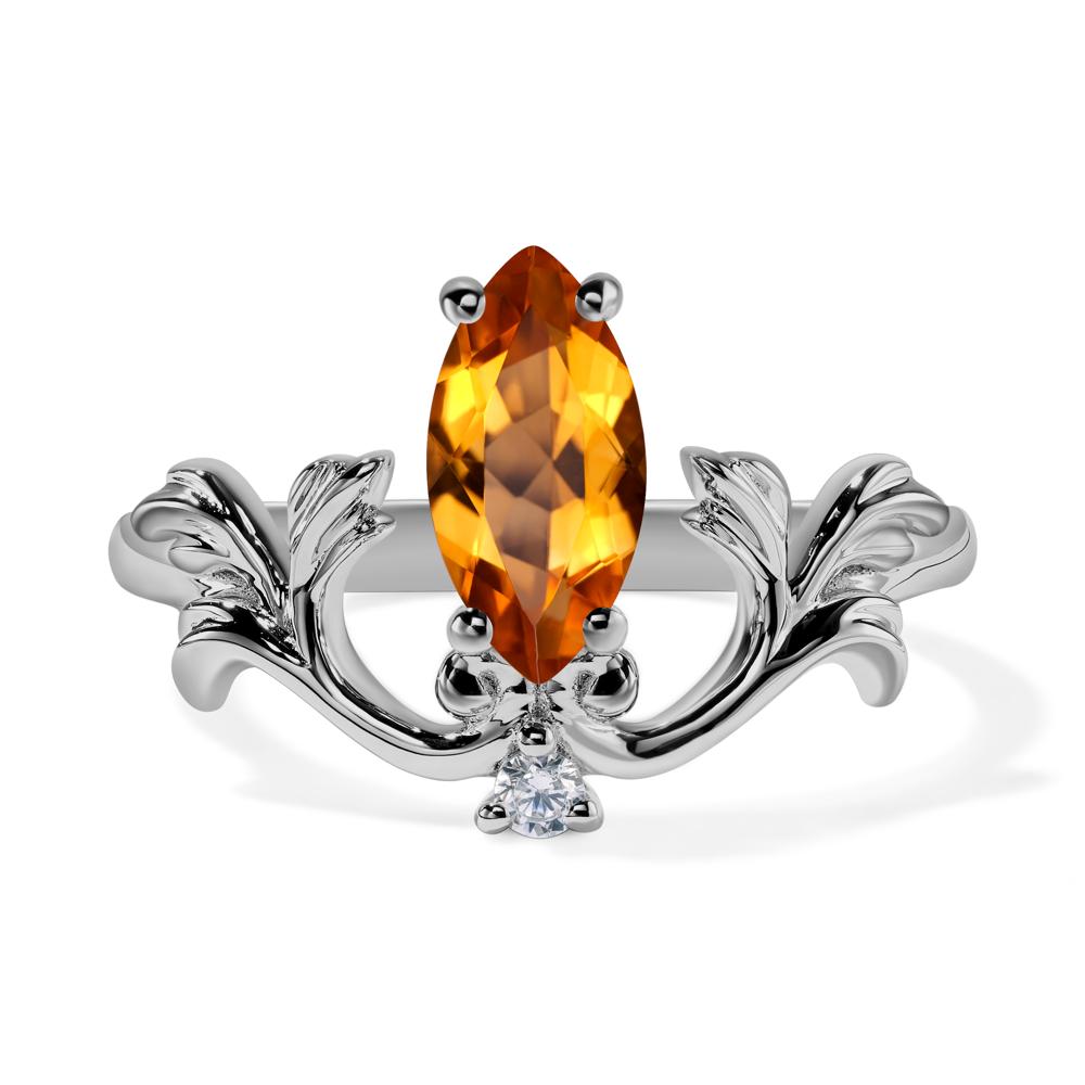 Baroque Marquise Cut Citrine Ring - LUO Jewelry #metal_platinum