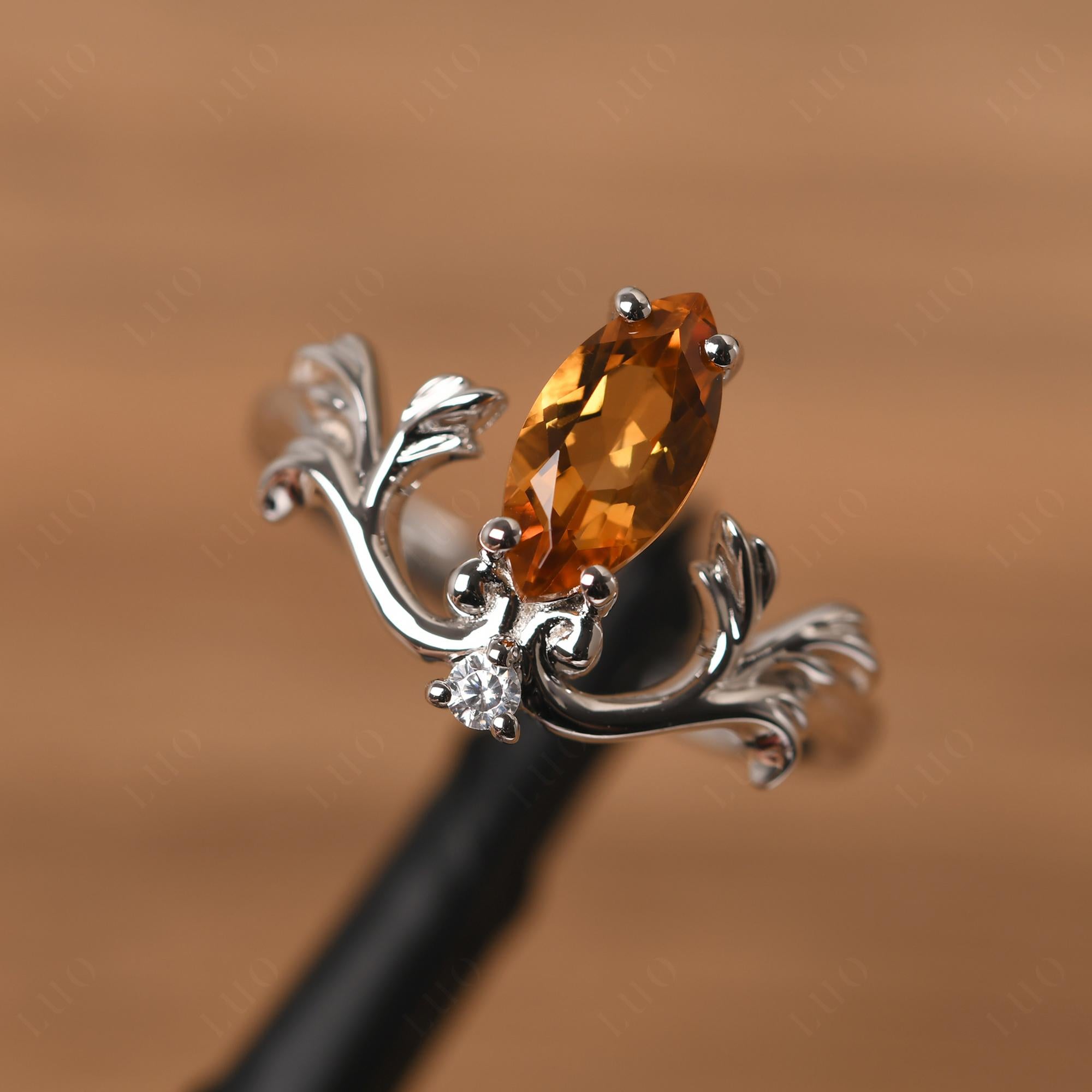 Baroque Marquise Cut Citrine Ring - LUO Jewelry
