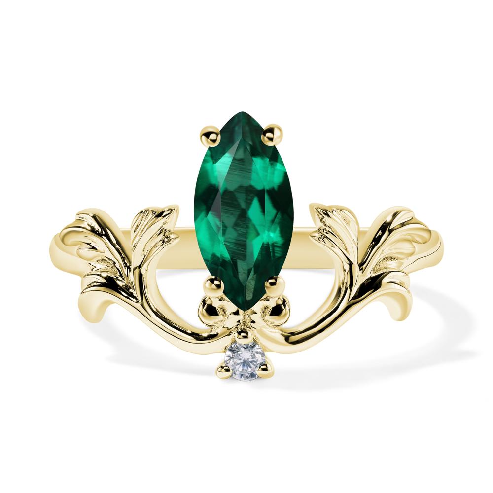 Baroque Marquise Cut Lab Grown Emerald Ring - LUO Jewelry #metal_18k yellow gold