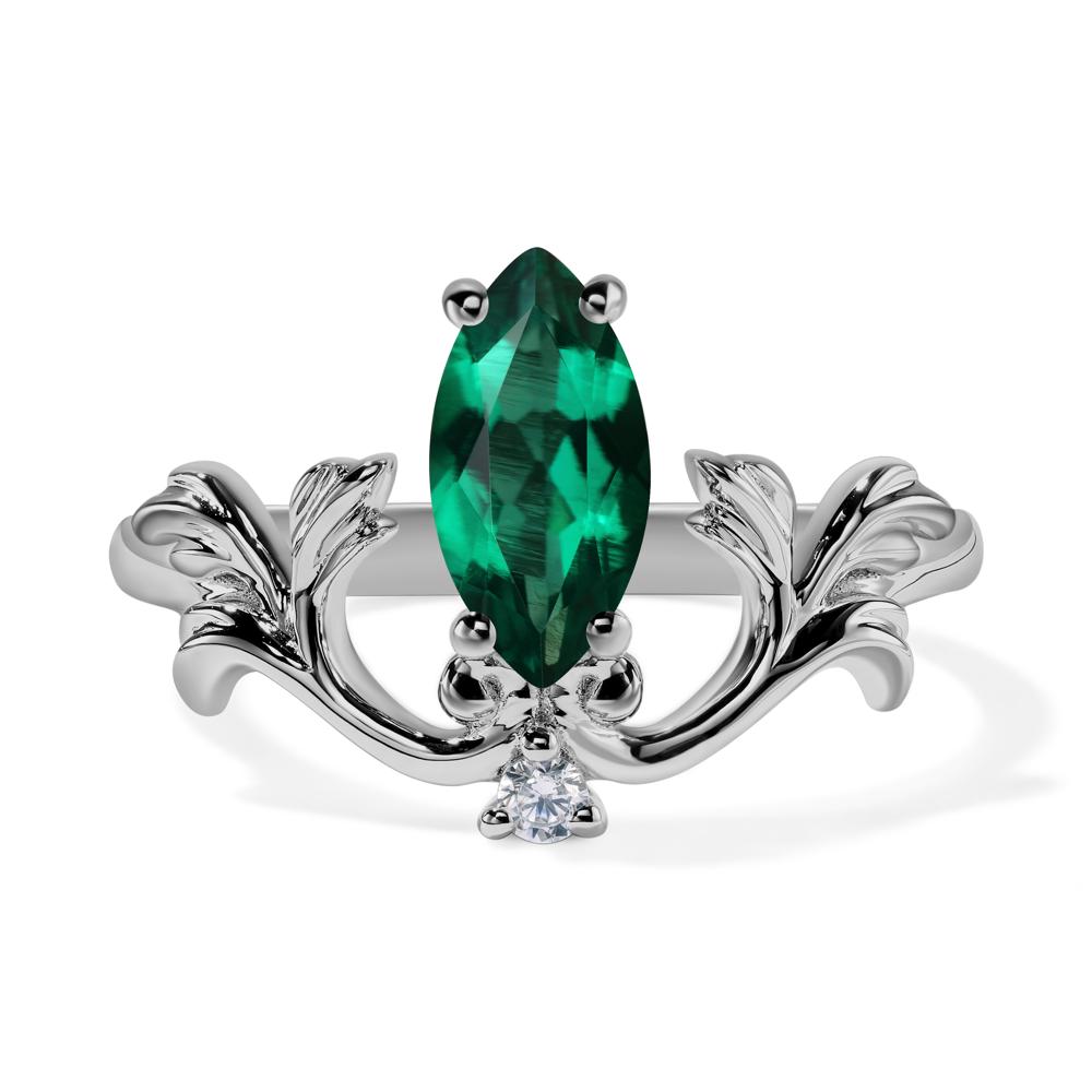 Baroque Marquise Cut Lab Grown Emerald Ring - LUO Jewelry #metal_platinum