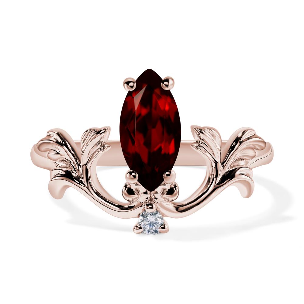 Baroque Marquise Cut Garnet Ring - LUO Jewelry #metal_14k rose gold