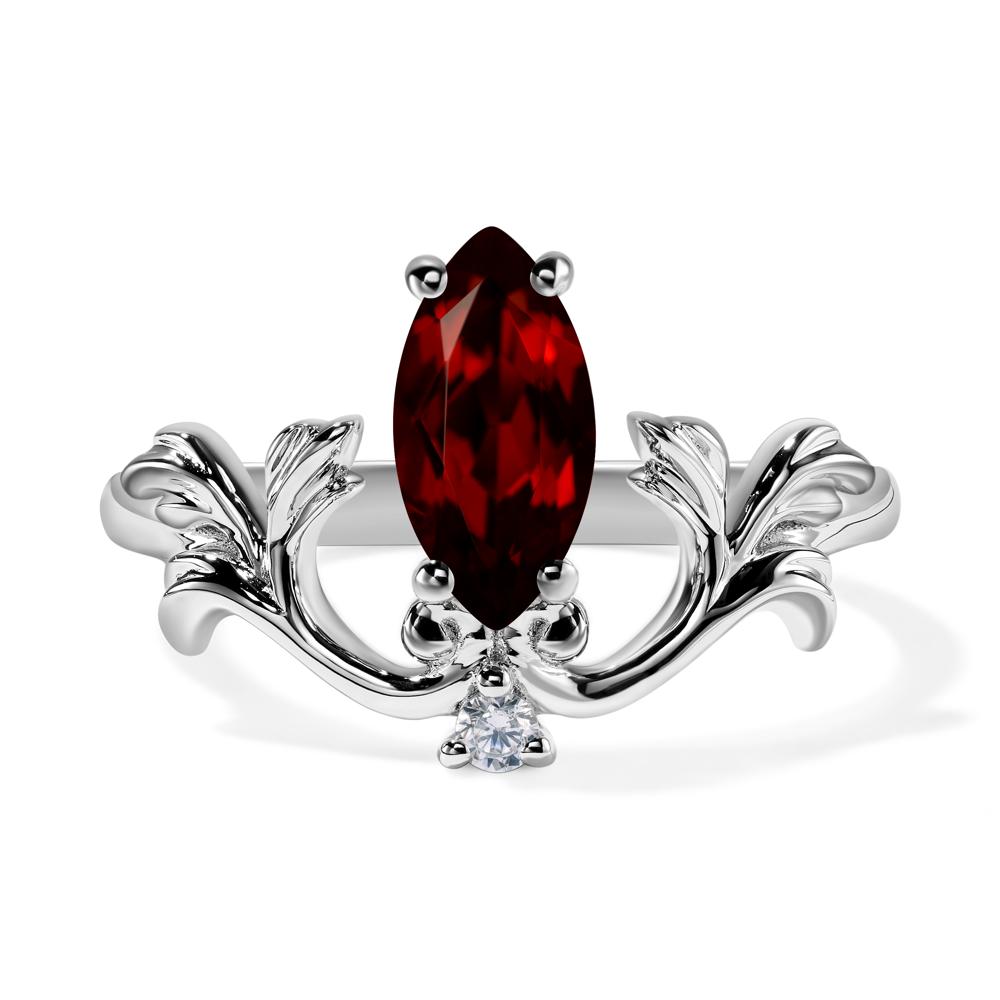 Baroque Marquise Cut Garnet Ring - LUO Jewelry #metal_14k white gold