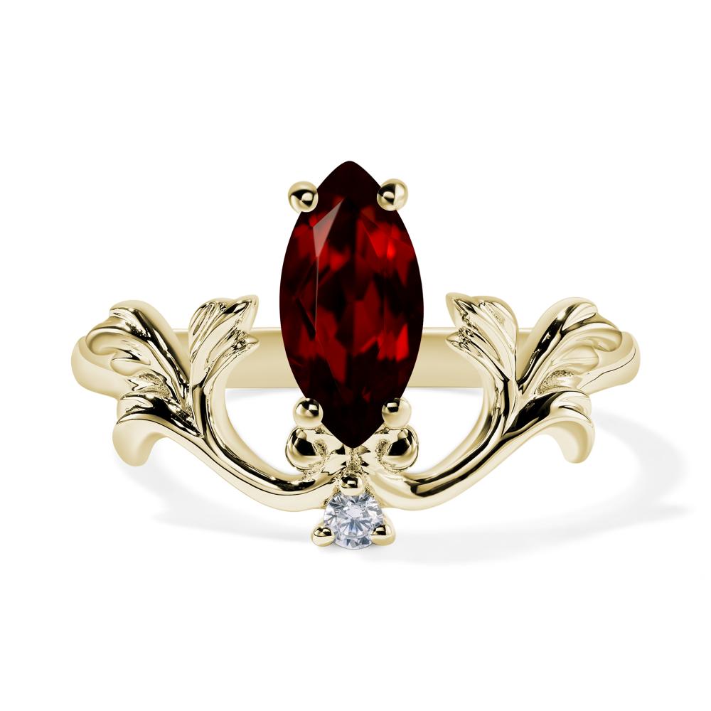 Baroque Marquise Cut Garnet Ring - LUO Jewelry #metal_14k yellow gold