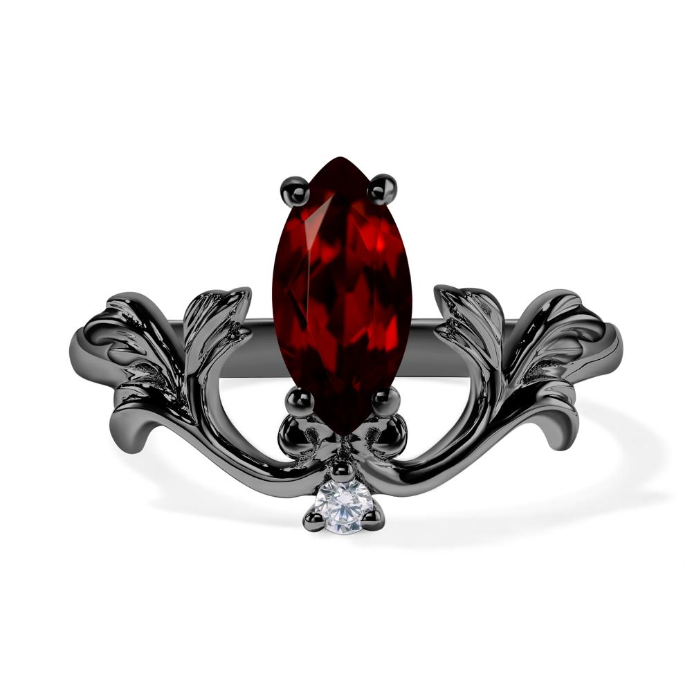 Baroque Marquise Cut Garnet Ring - LUO Jewelry #metal_black finish sterling silver
