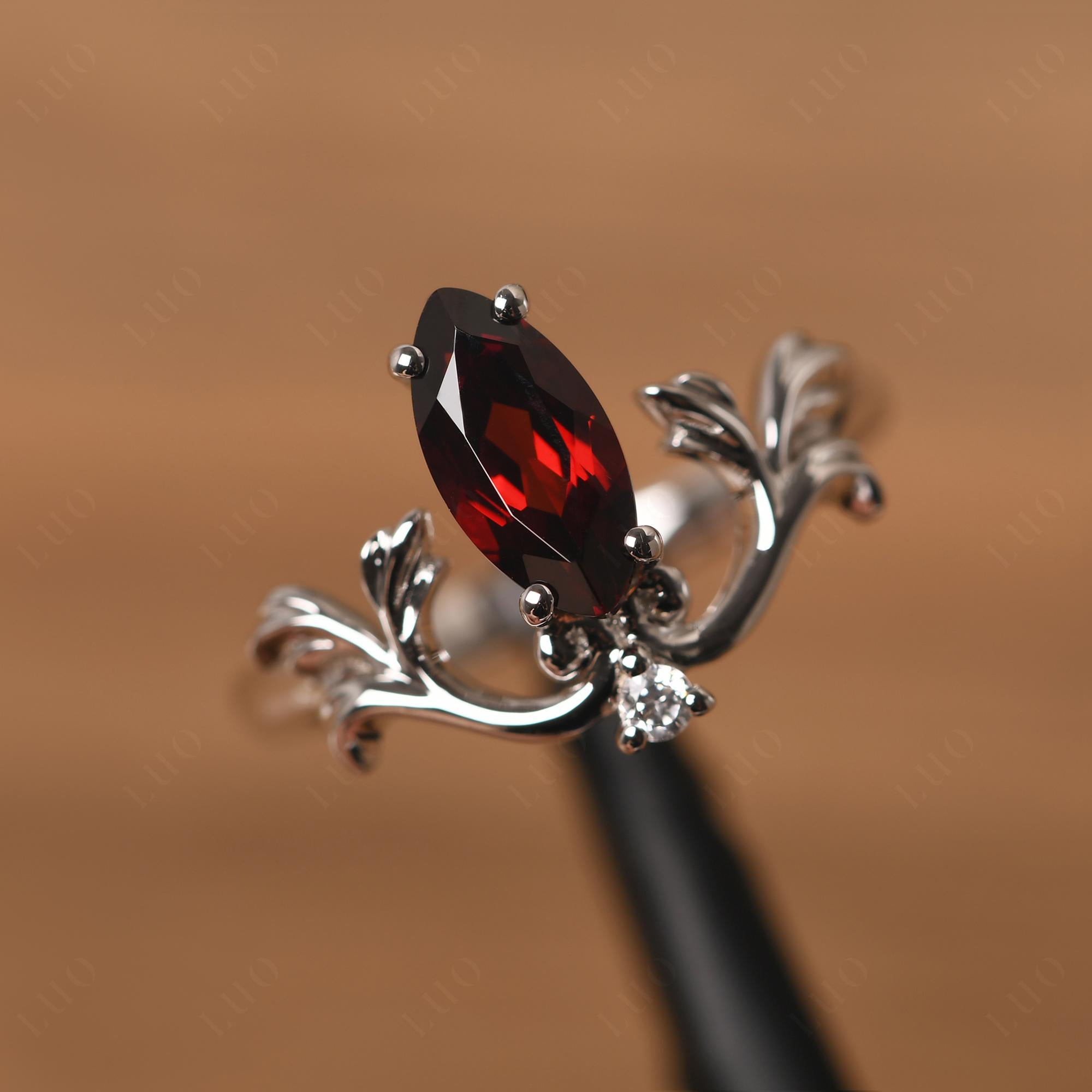 Baroque Marquise Cut Garnet Ring - LUO Jewelry