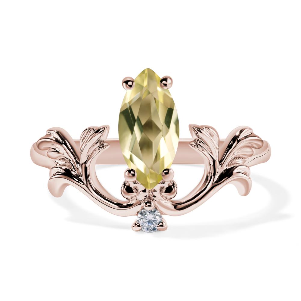Baroque Marquise Cut Lemon Quartz Ring - LUO Jewelry #metal_14k rose gold