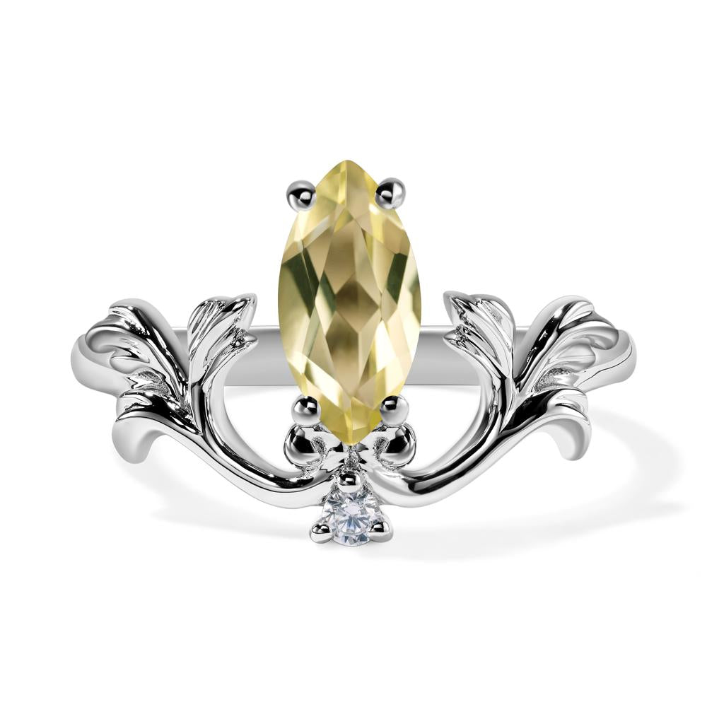 Baroque Marquise Cut Lemon Quartz Ring - LUO Jewelry #metal_14k white gold