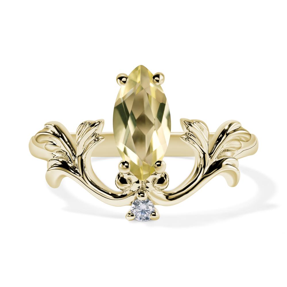 Baroque Marquise Cut Lemon Quartz Ring - LUO Jewelry #metal_14k yellow gold