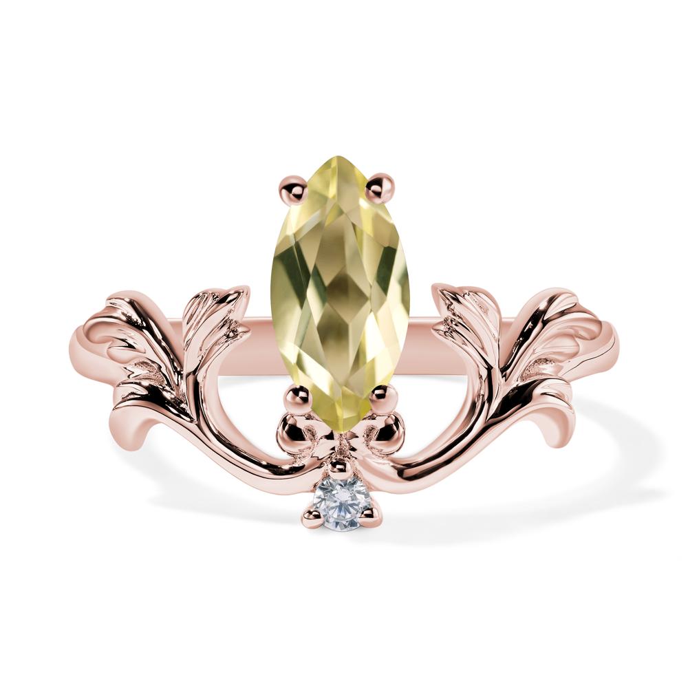 Baroque Marquise Cut Lemon Quartz Ring - LUO Jewelry #metal_18k rose gold