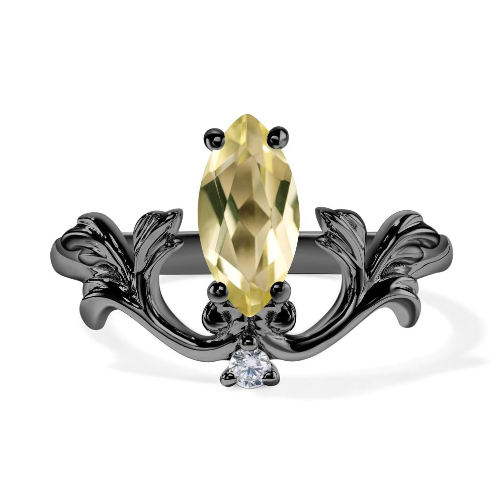Baroque Marquise Cut Lemon Quartz Ring - LUO Jewelry #metal_black finish sterling silver