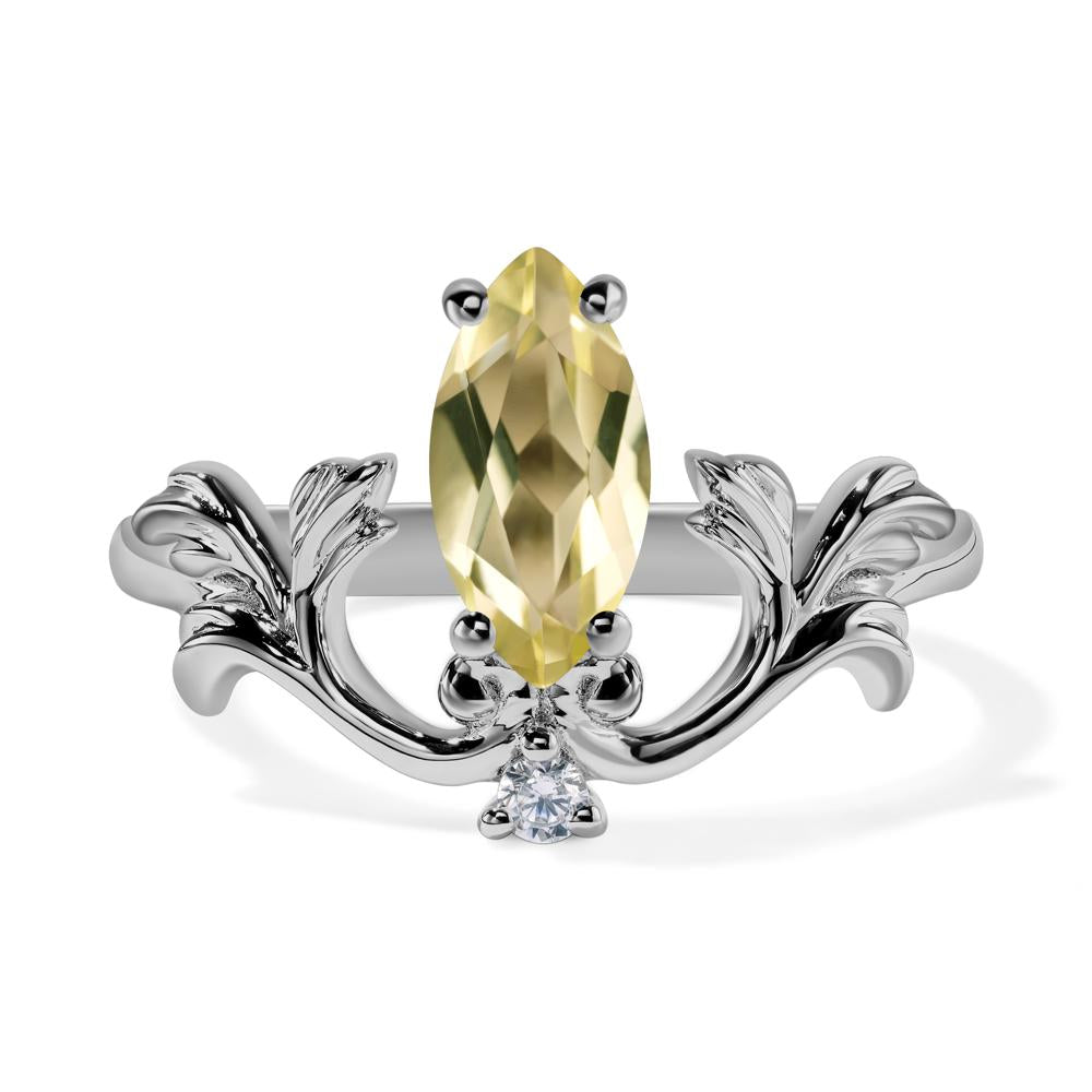Baroque Marquise Cut Lemon Quartz Ring - LUO Jewelry #metal_platinum