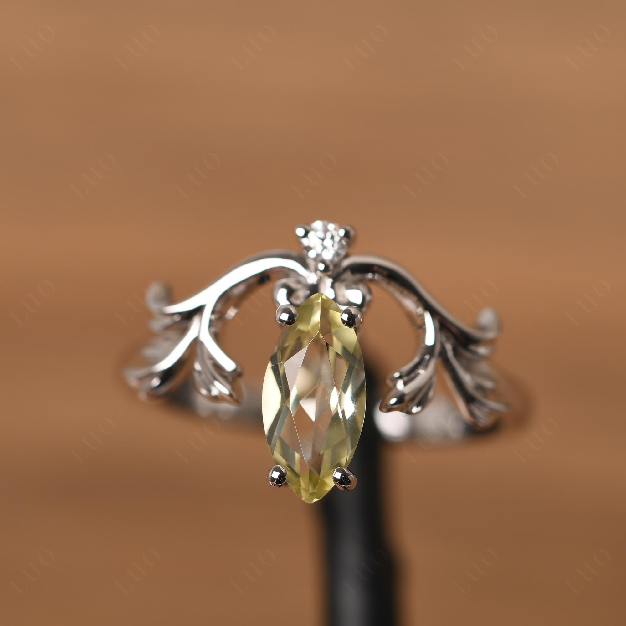 Baroque Marquise Cut Lemon Quartz Ring - LUO Jewelry