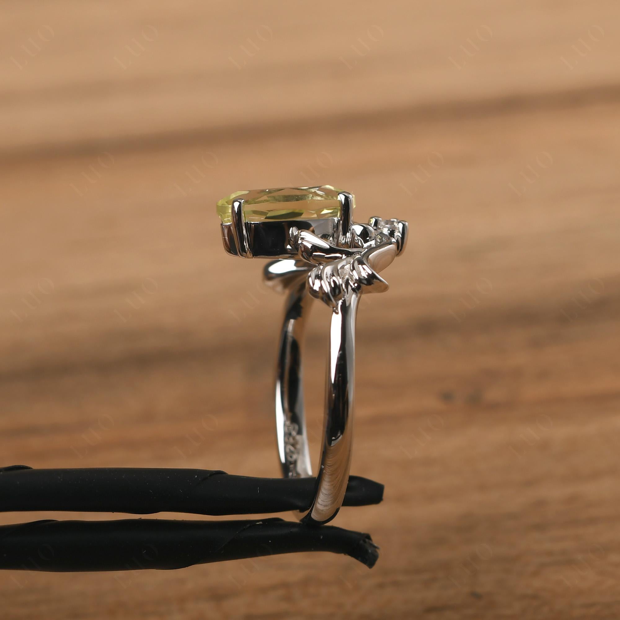 Baroque Marquise Cut Lemon Quartz Ring - LUO Jewelry