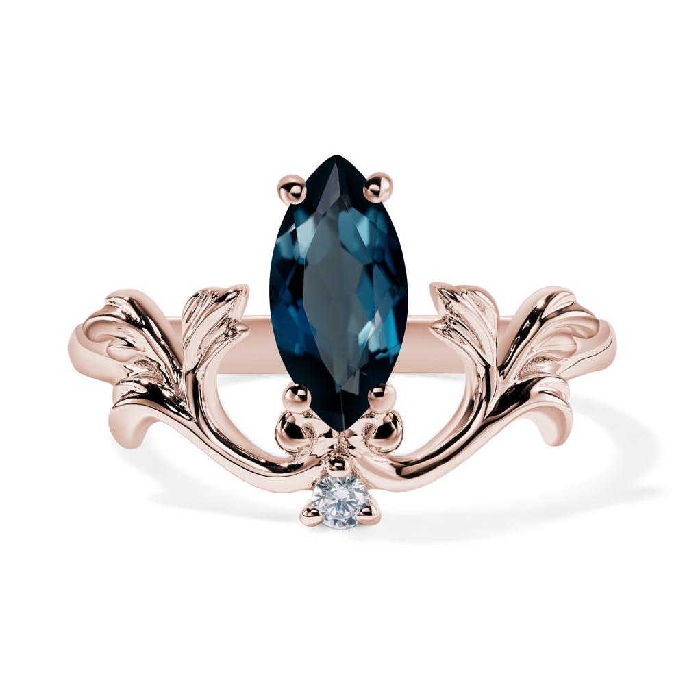 Baroque Marquise Cut London Blue Topaz Ring - LUO Jewelry #metal_14k rose gold