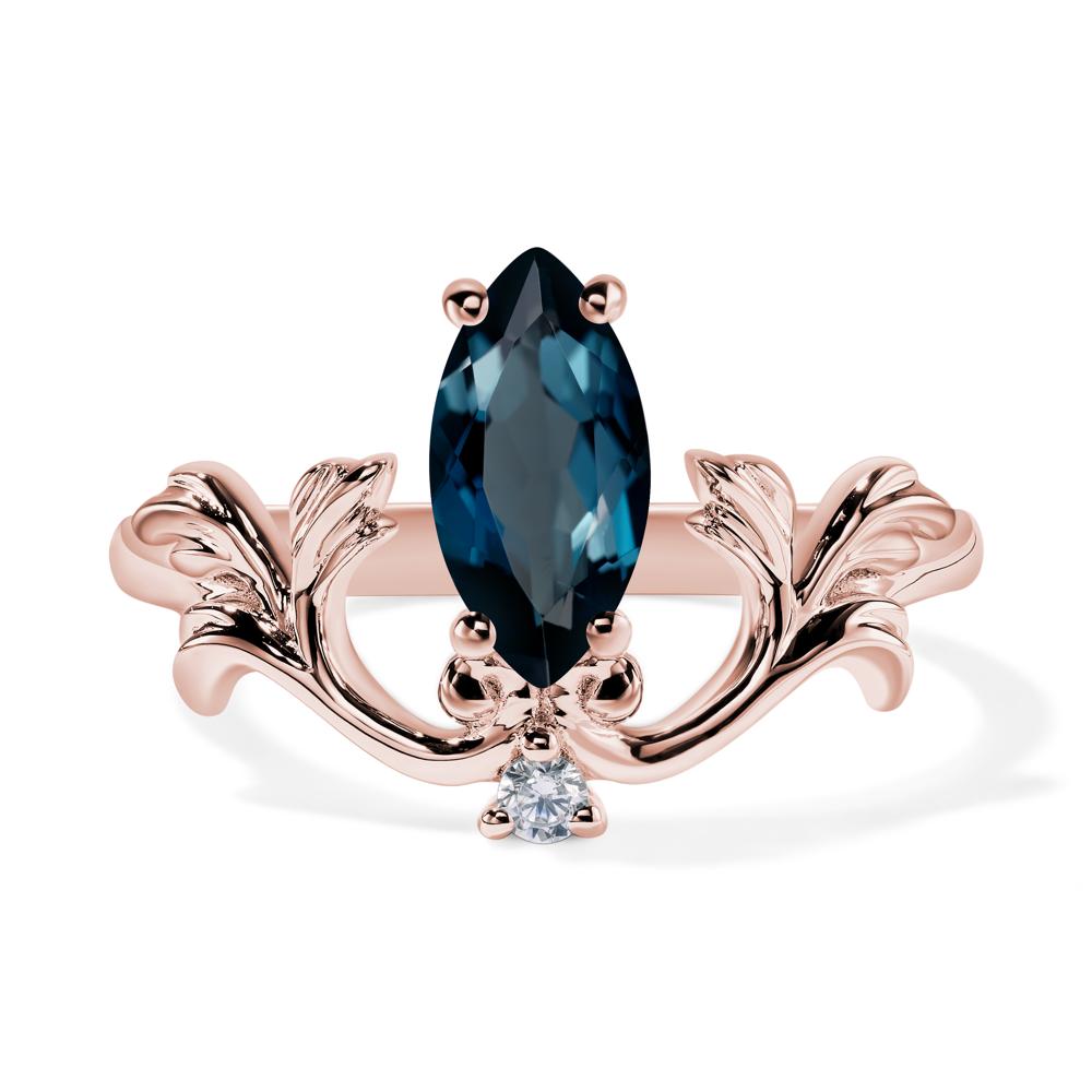 Baroque Marquise Cut London Blue Topaz Ring - LUO Jewelry #metal_18k rose gold