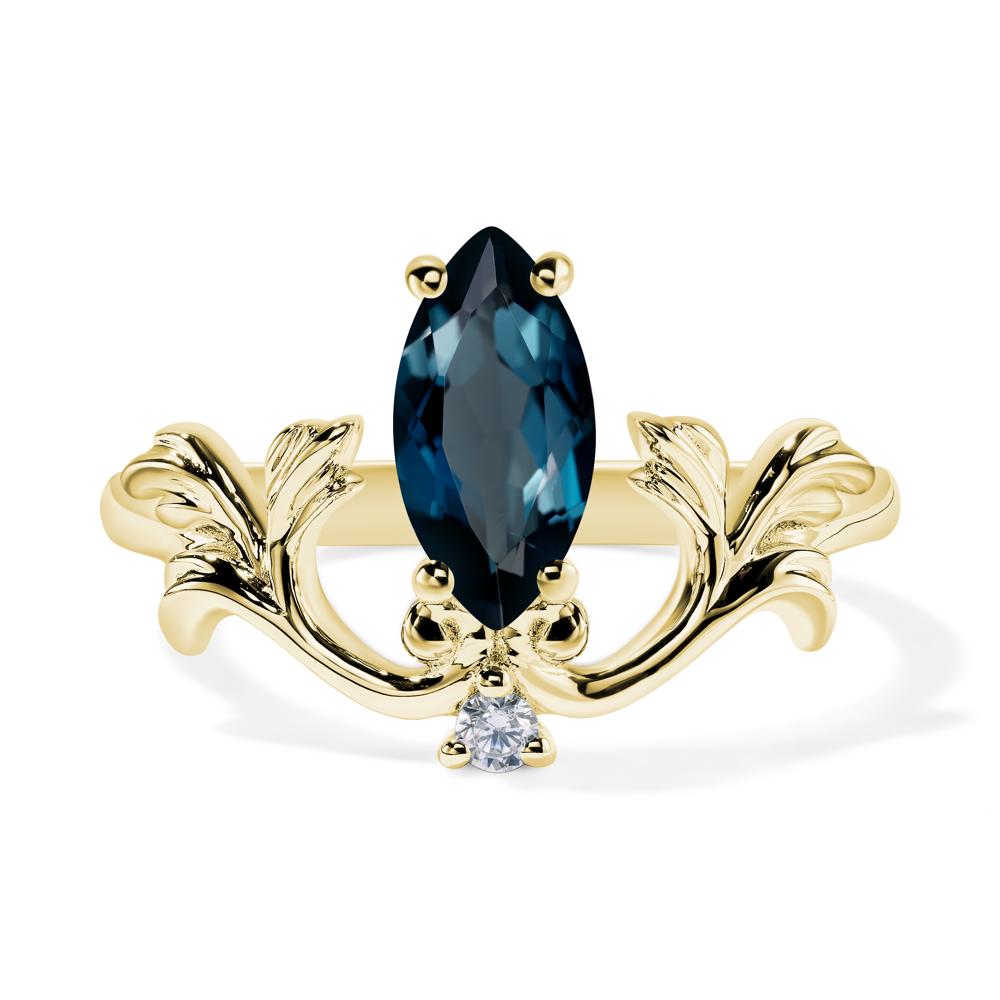 Baroque Marquise Cut London Blue Topaz Ring - LUO Jewelry #metal_18k yellow gold