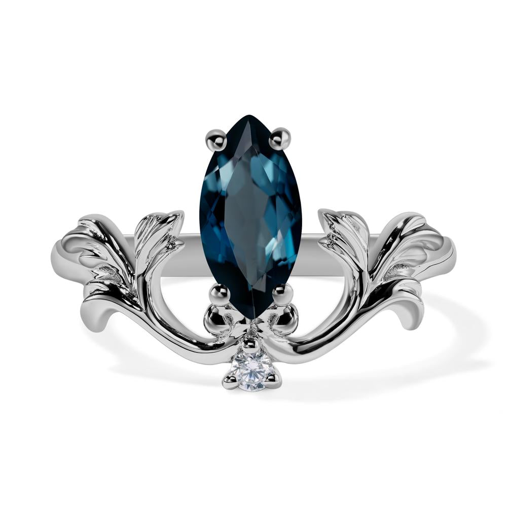 Baroque Marquise Cut London Blue Topaz Ring - LUO Jewelry #metal_platinum
