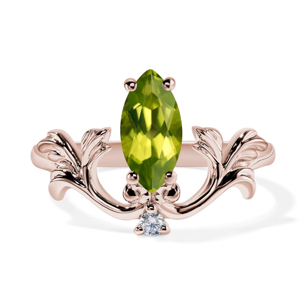 Baroque Marquise Cut Peridot Ring - LUO Jewelry #metal_14k rose gold