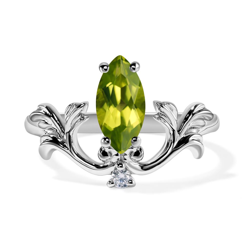 Baroque Marquise Cut Peridot Ring - LUO Jewelry #metal_14k white gold