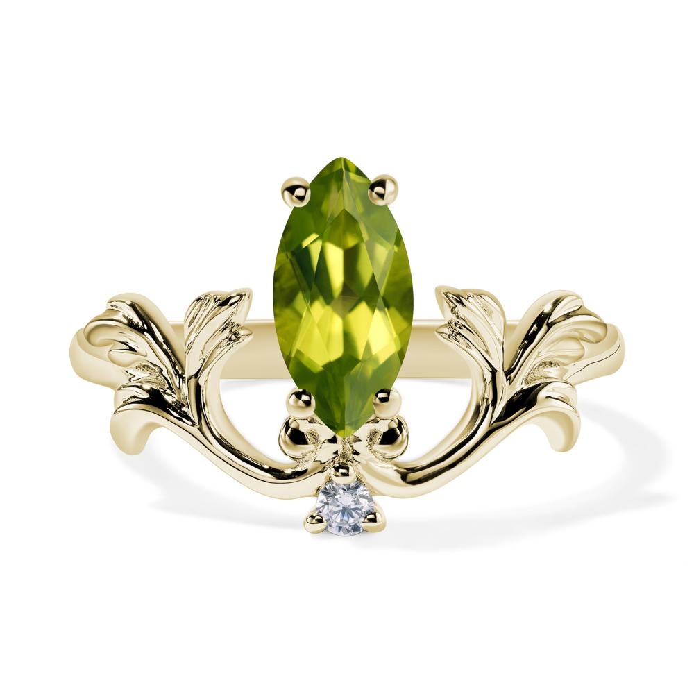 Baroque Marquise Cut Peridot Ring - LUO Jewelry #metal_14k yellow gold