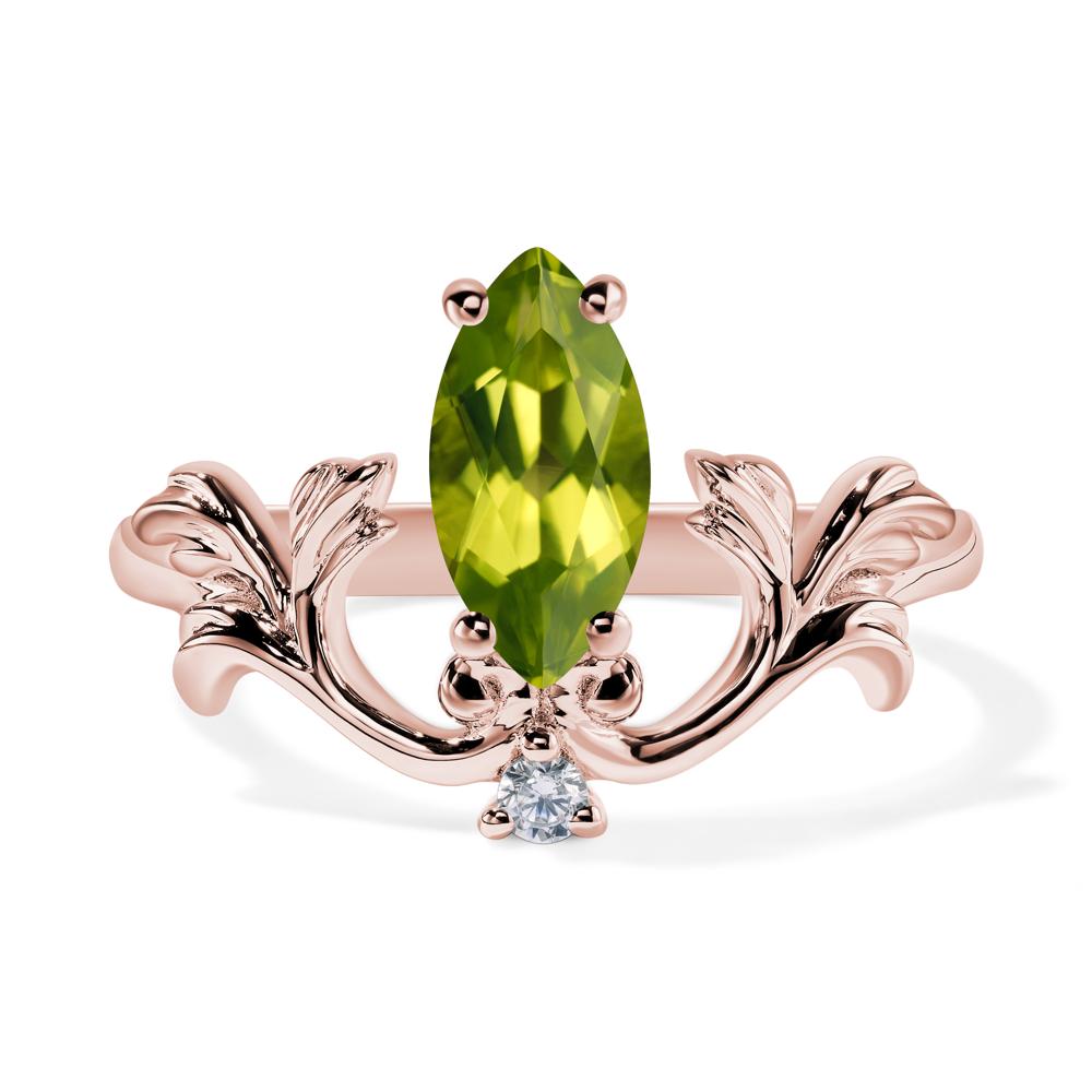Baroque Marquise Cut Peridot Ring - LUO Jewelry #metal_18k rose gold