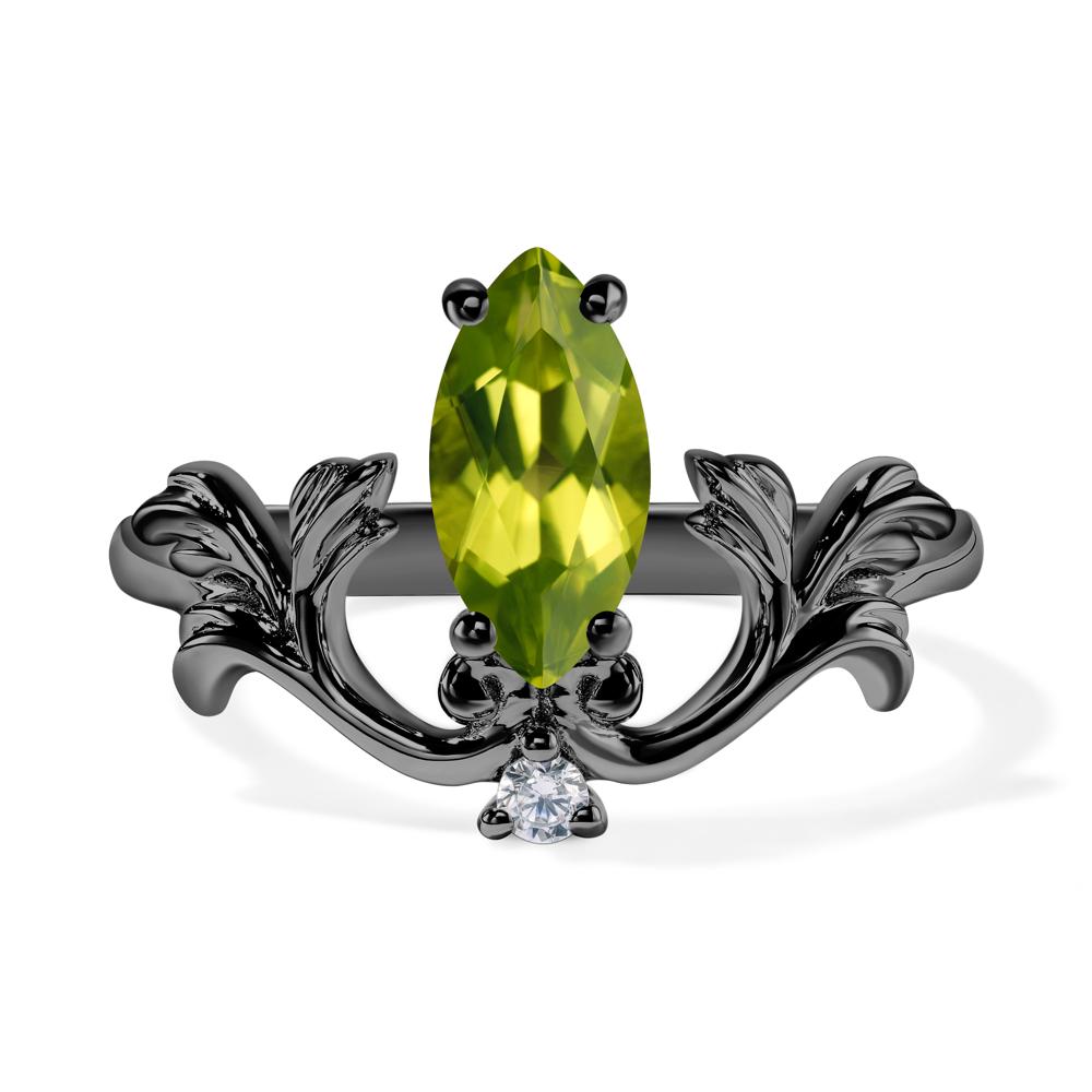 Baroque Marquise Cut Peridot Ring - LUO Jewelry #metal_black finish sterling silver