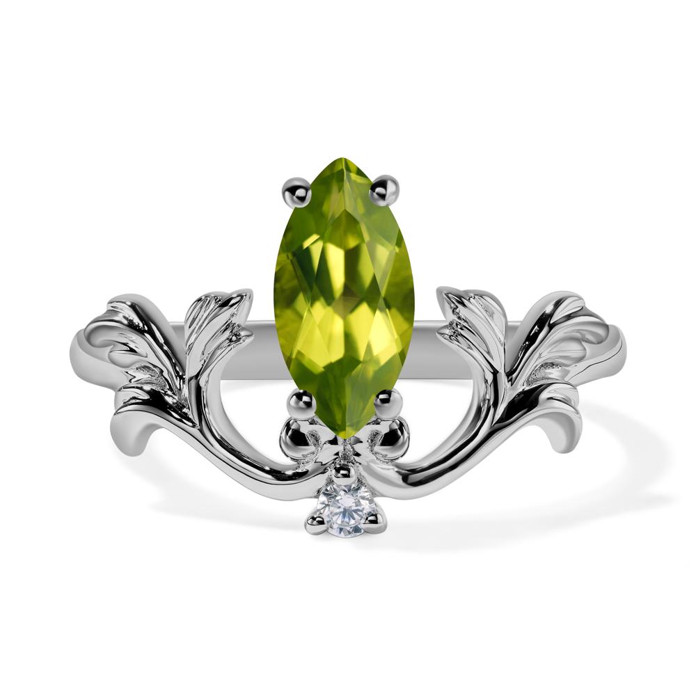 Baroque Marquise Cut Peridot Ring - LUO Jewelry #metal_platinum