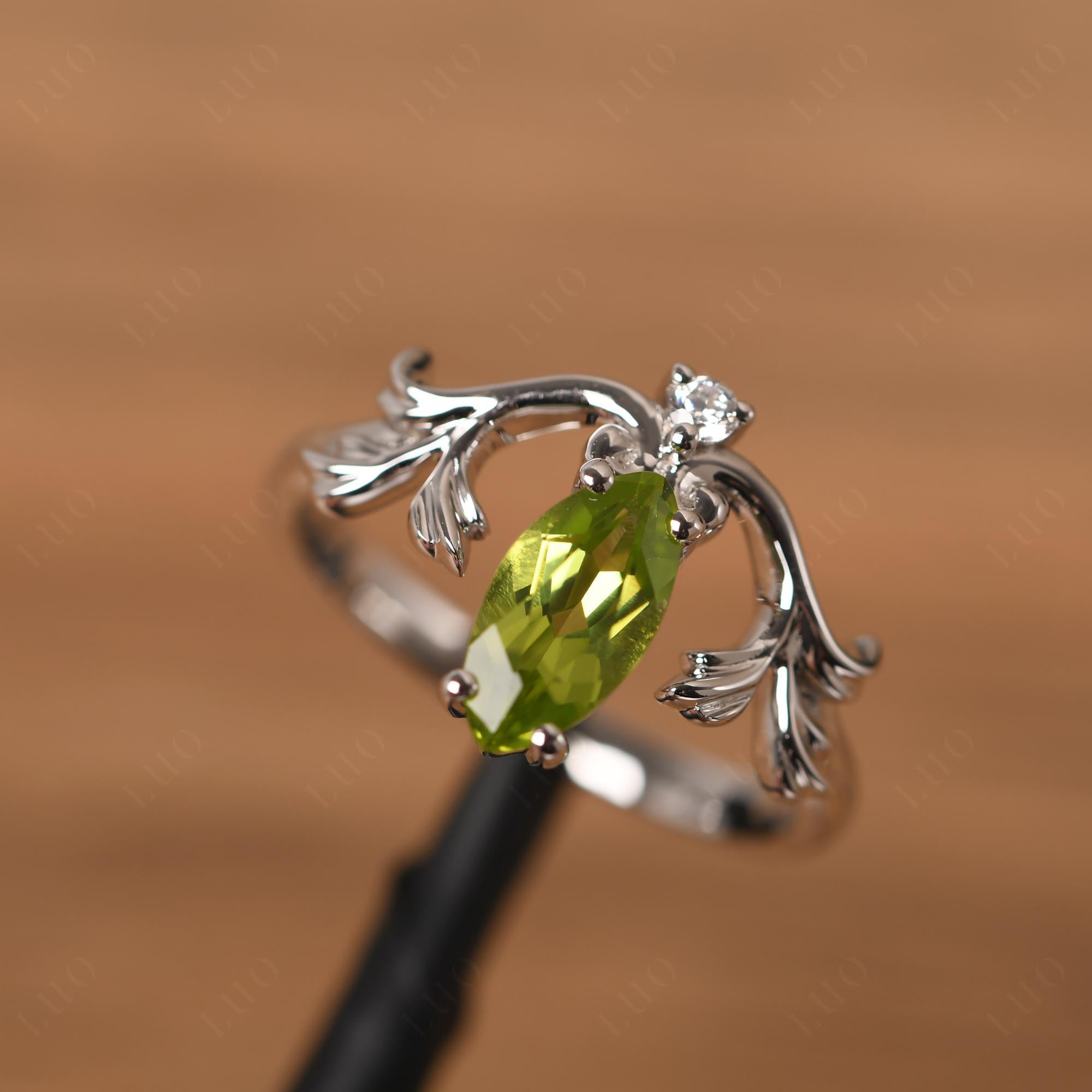 Baroque Marquise Cut Peridot Ring - LUO Jewelry