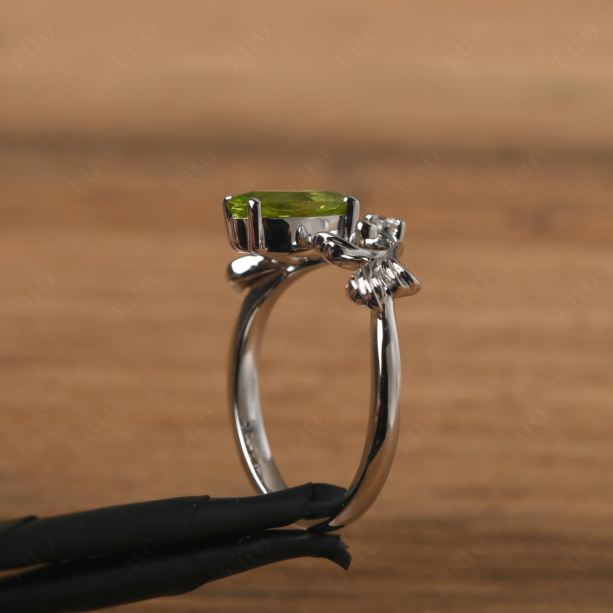 Baroque Marquise Cut Peridot Ring - LUO Jewelry