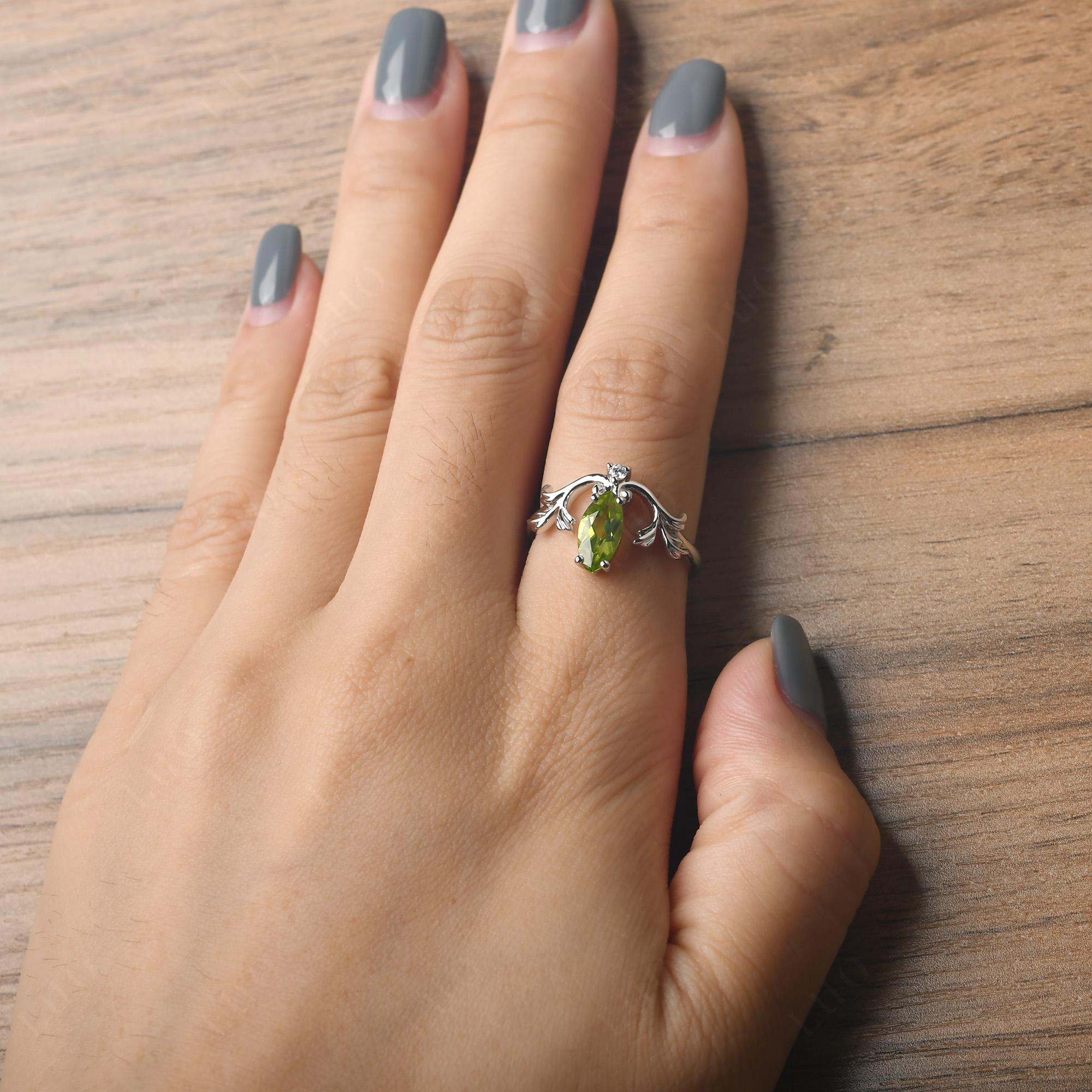 Baroque Marquise Cut Peridot Ring - LUO Jewelry