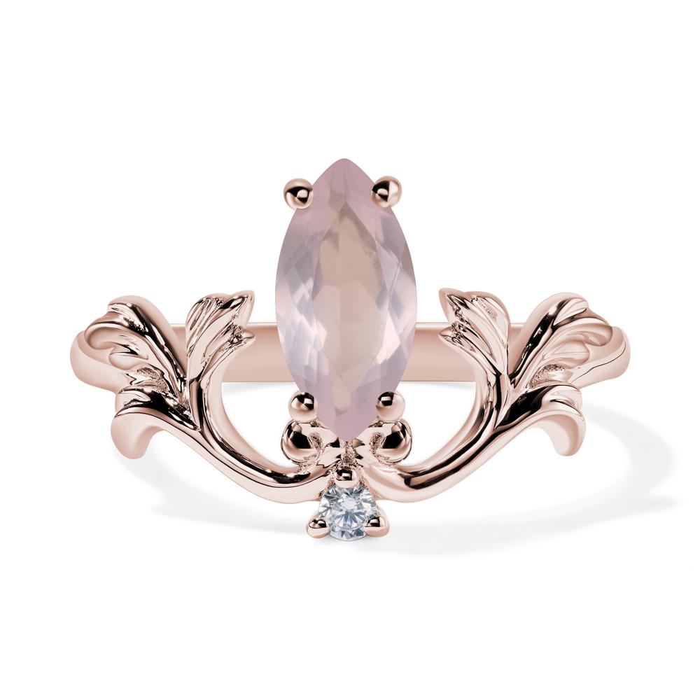 Baroque Marquise Cut Rose Quartz Ring - LUO Jewelry #metal_14k rose gold