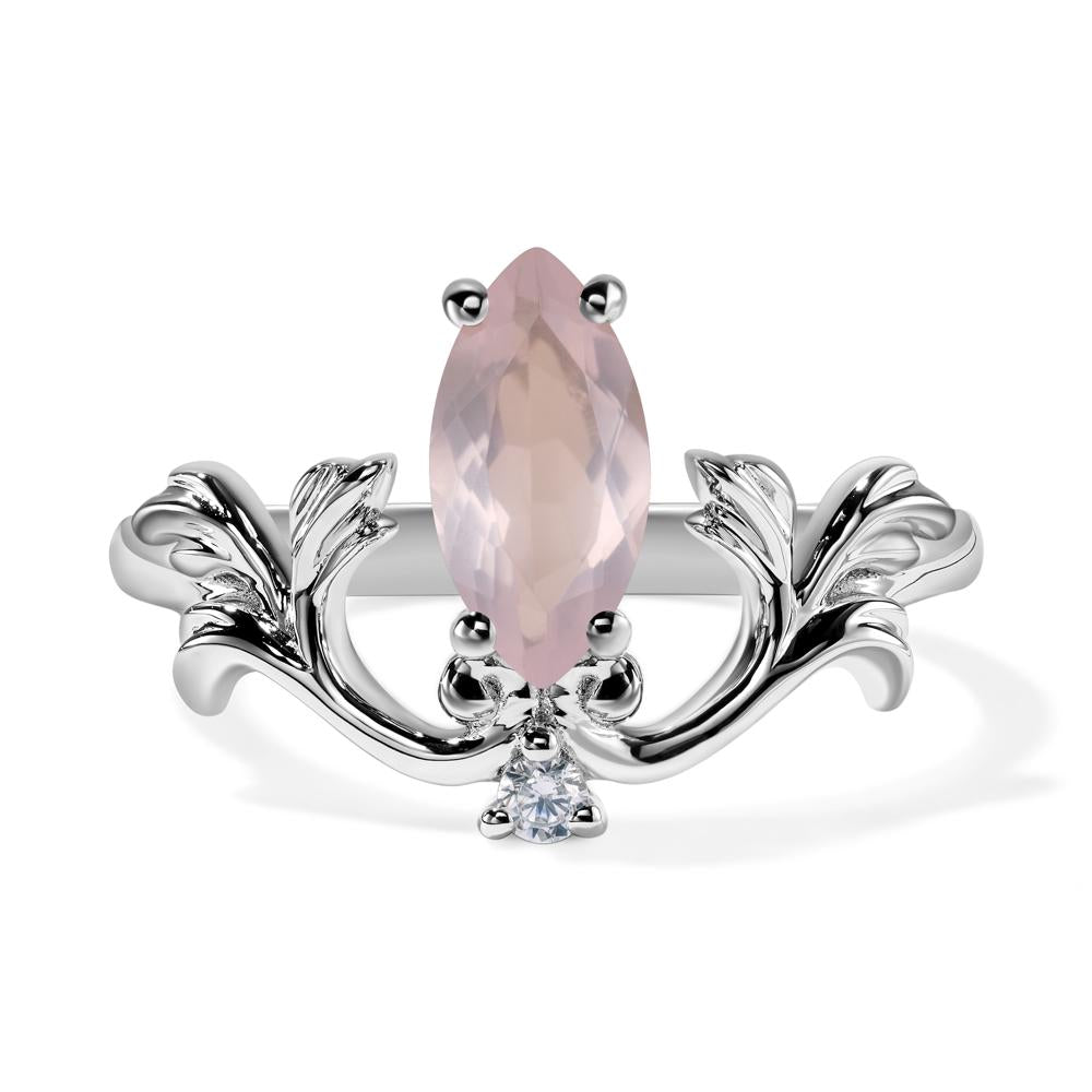 Baroque Marquise Cut Rose Quartz Ring - LUO Jewelry #metal_14k white gold