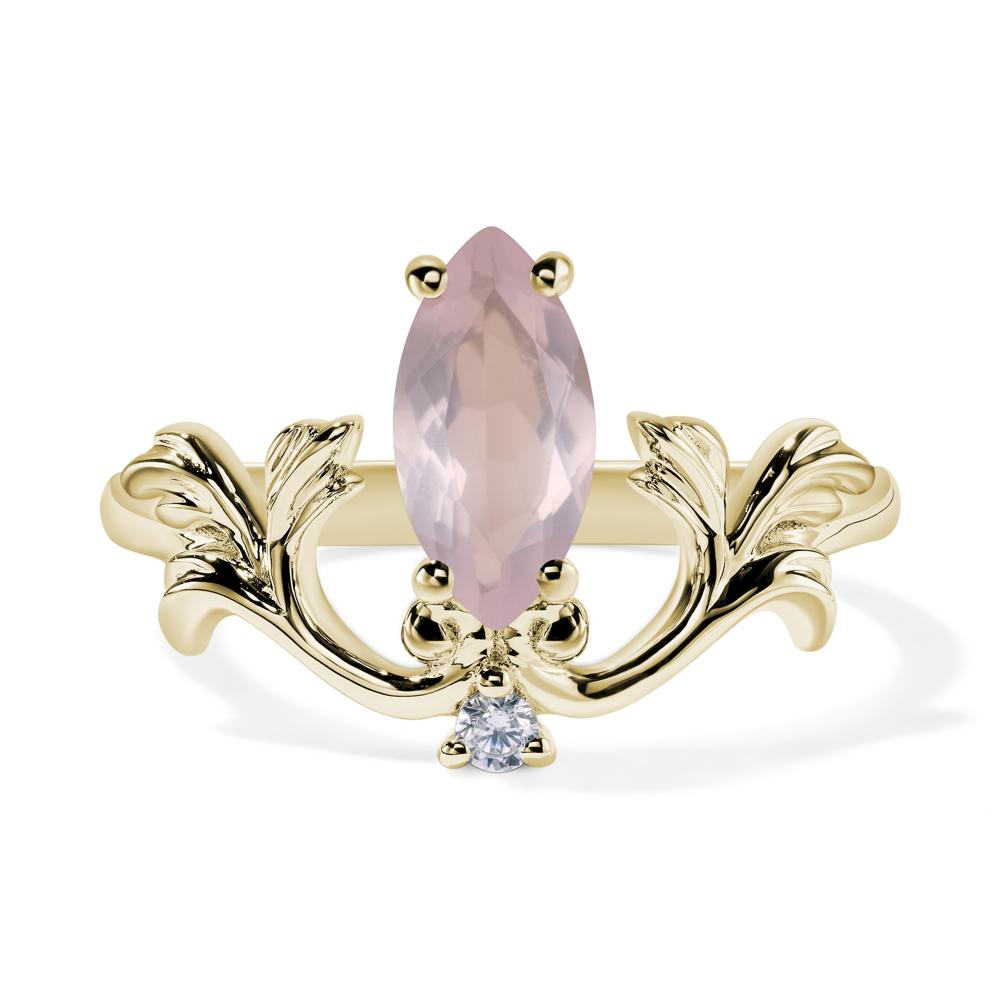 Baroque Marquise Cut Rose Quartz Ring - LUO Jewelry #metal_14k yellow gold