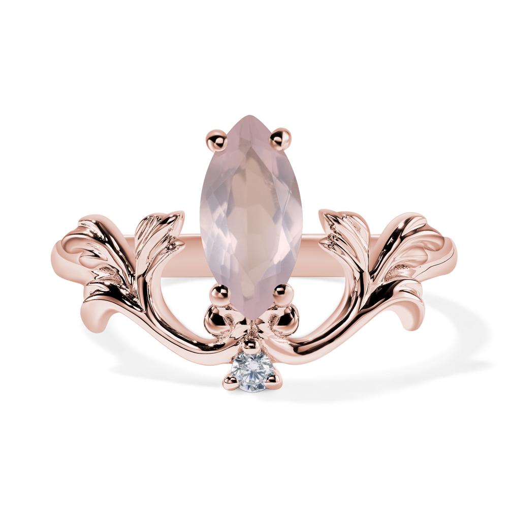 Baroque Marquise Cut Rose Quartz Ring - LUO Jewelry #metal_18k rose gold