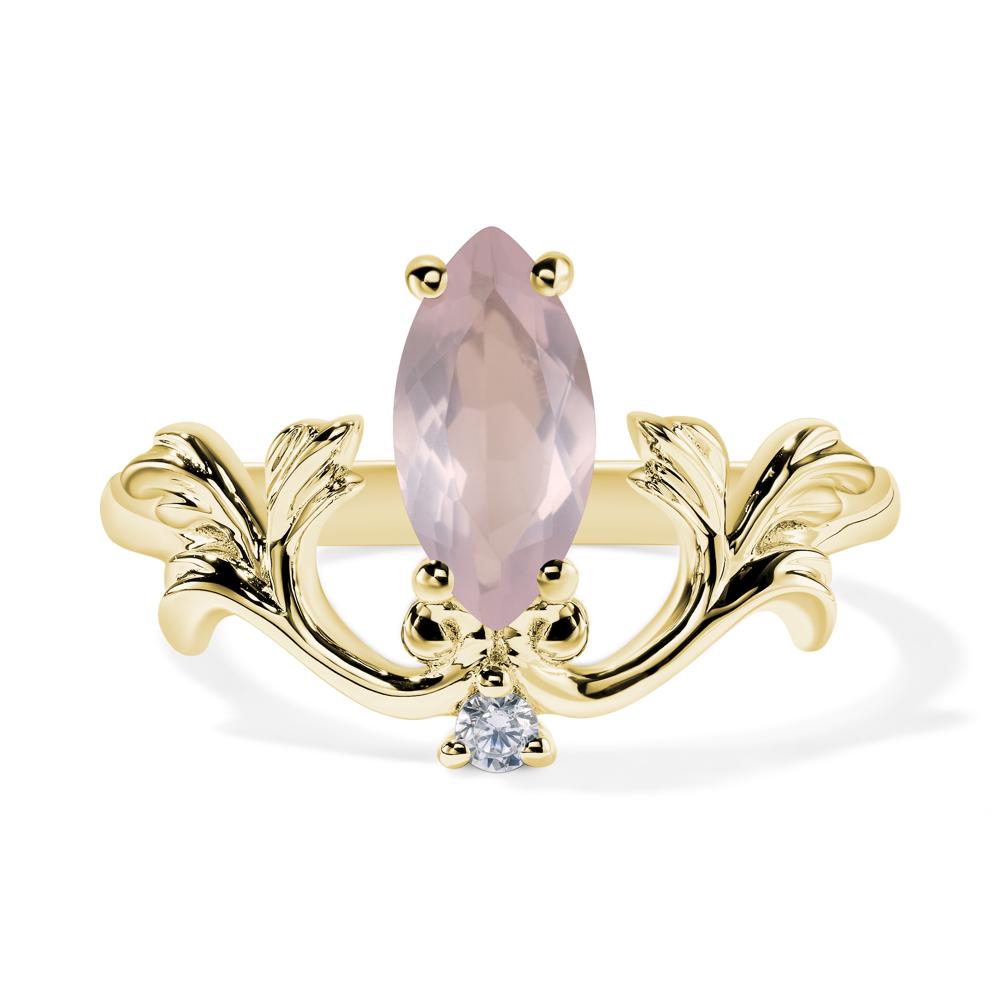 Baroque Marquise Cut Rose Quartz Ring - LUO Jewelry #metal_18k yellow gold