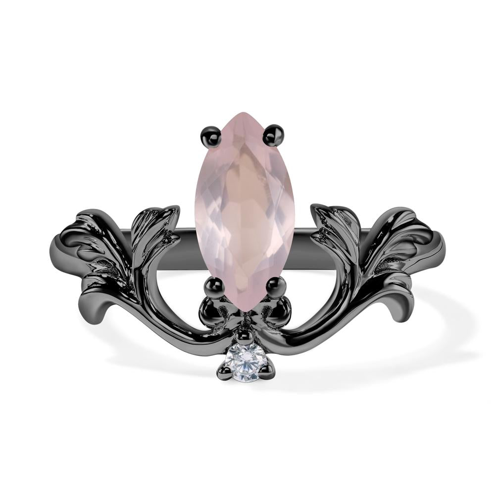 Baroque Marquise Cut Rose Quartz Ring - LUO Jewelry #metal_black finish sterling silver