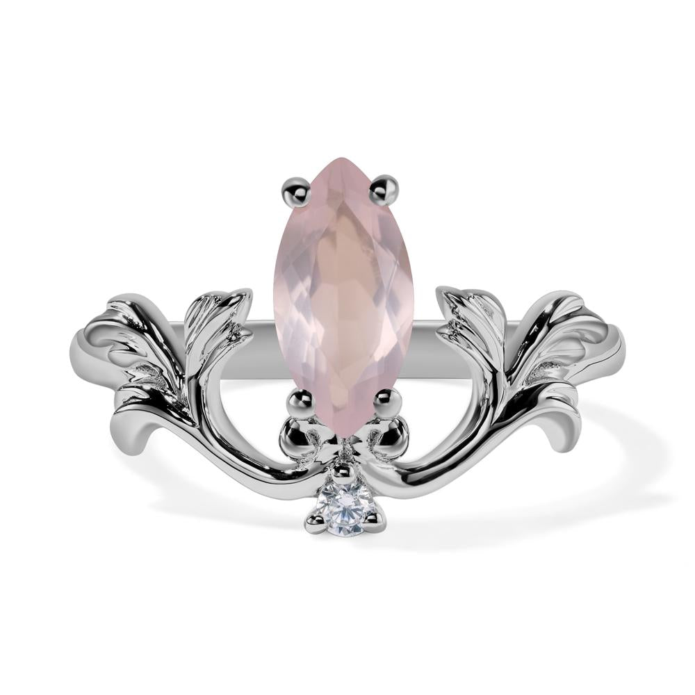 Baroque Marquise Cut Rose Quartz Ring - LUO Jewelry #metal_platinum