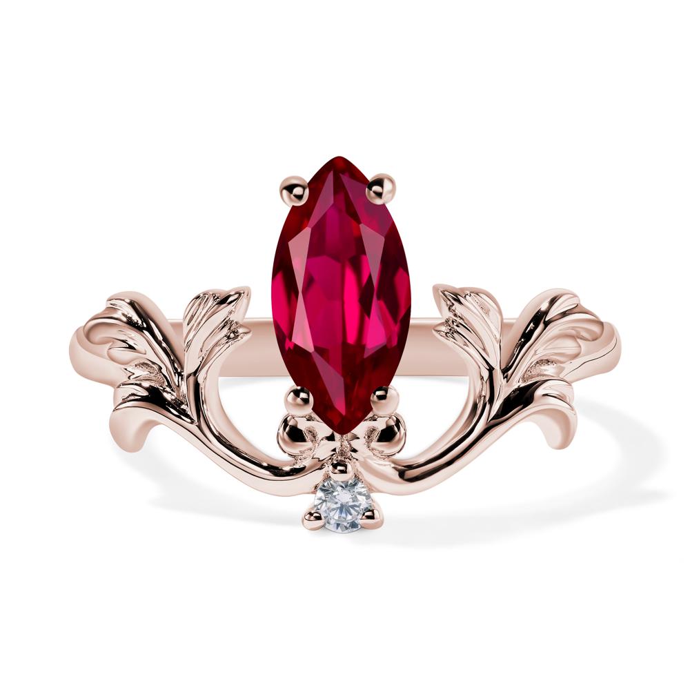 Baroque Marquise Cut Ruby Ring - LUO Jewelry #metal_14k rose gold
