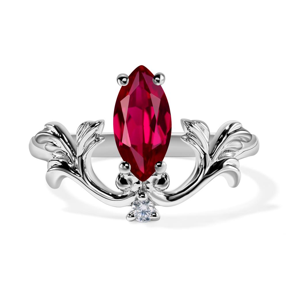 Baroque Marquise Cut Ruby Ring - LUO Jewelry #metal_14k white gold