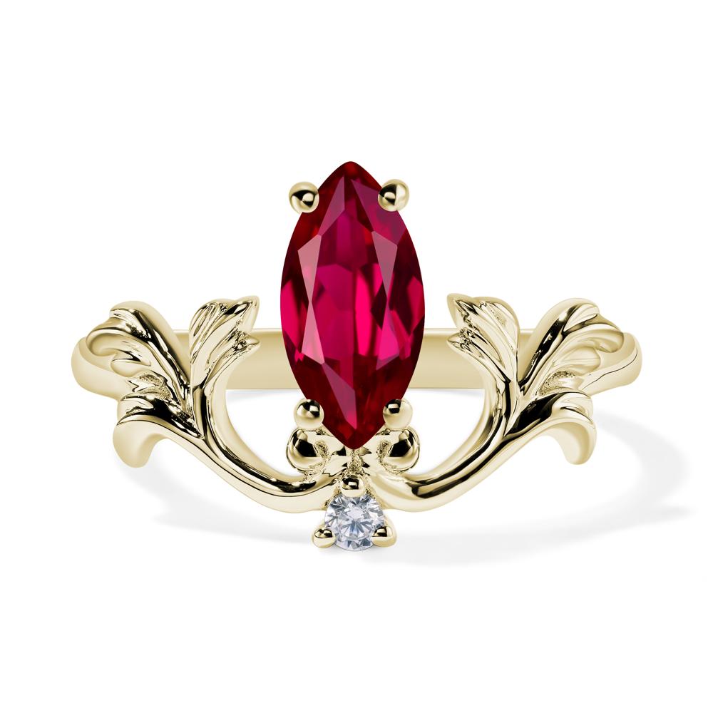 Baroque Marquise Cut Ruby Ring - LUO Jewelry #metal_14k yellow gold