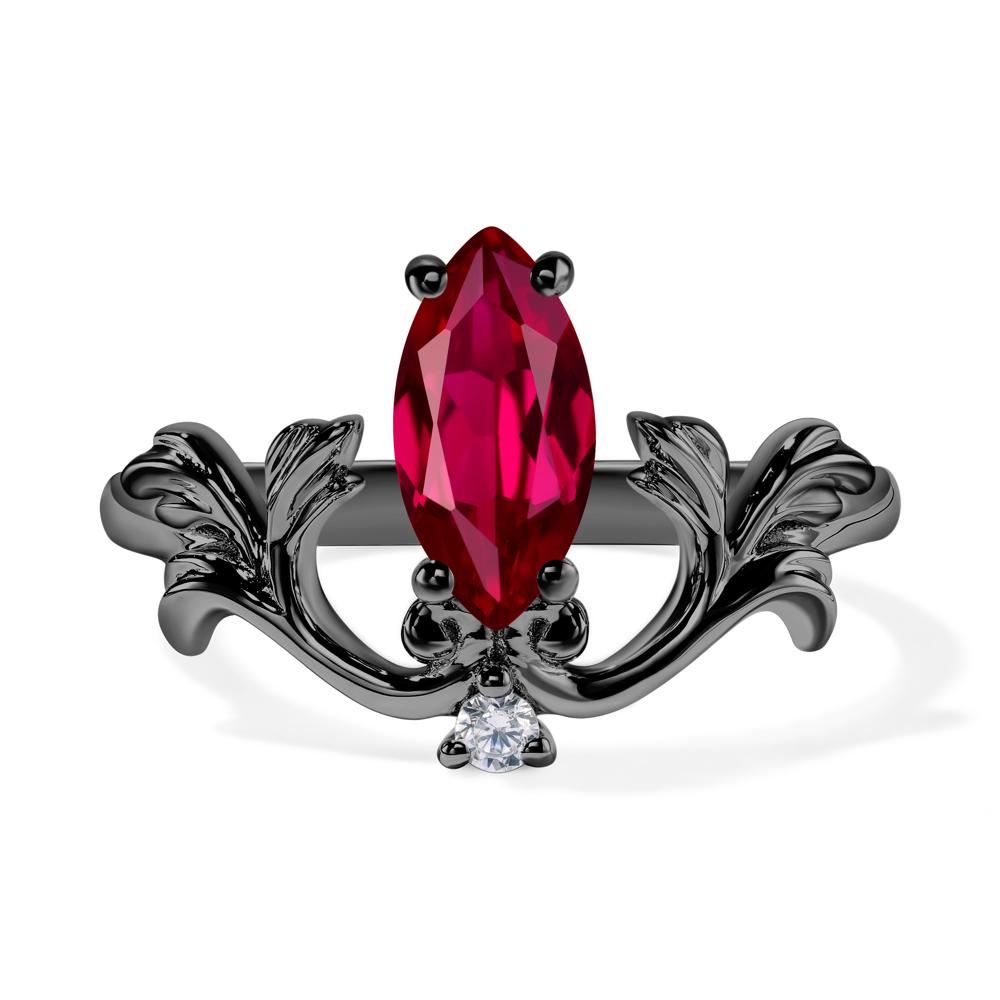 Baroque Marquise Cut Ruby Ring - LUO Jewelry #metal_black finish sterling silver