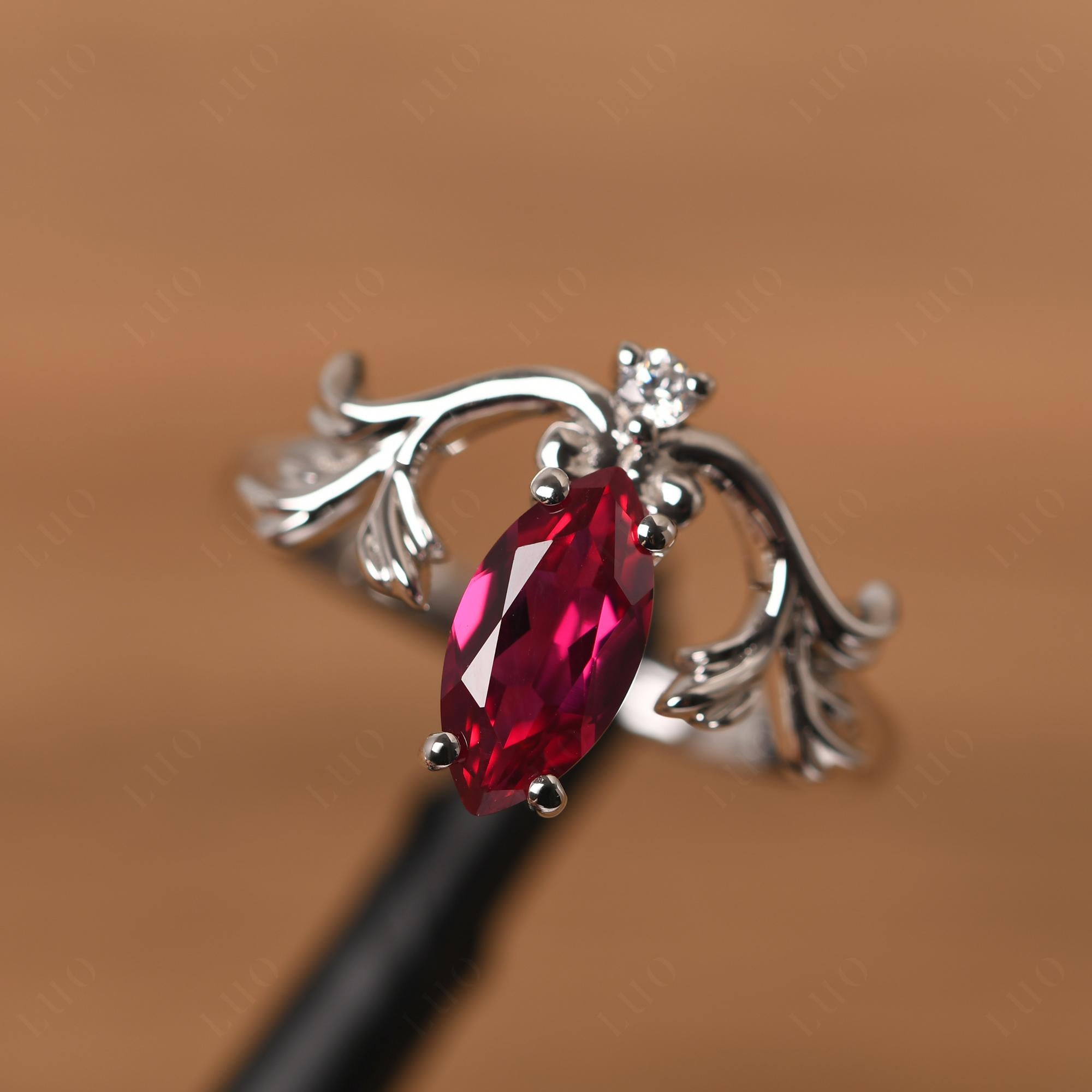 Baroque Marquise Cut Ruby Ring - LUO Jewelry
