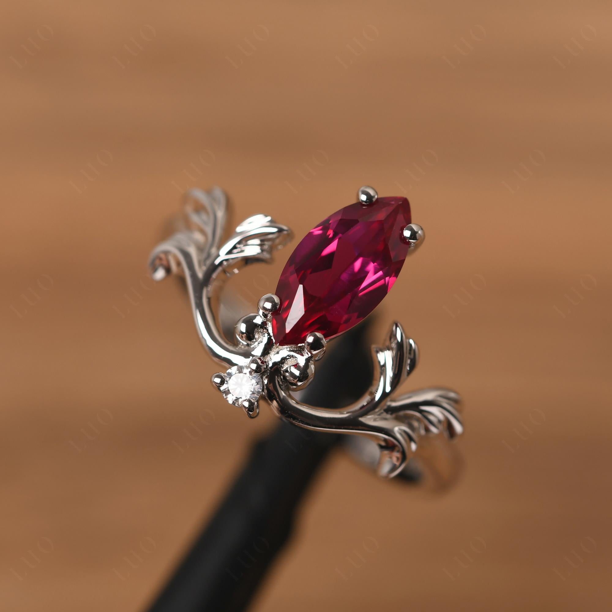 Baroque Marquise Cut Ruby Ring - LUO Jewelry