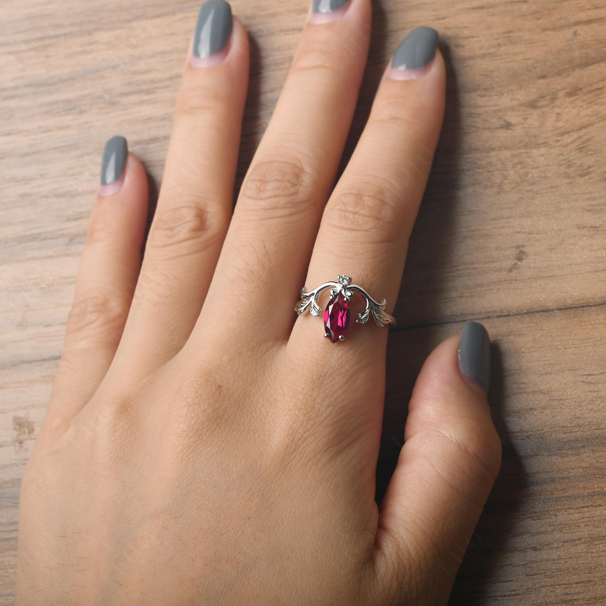 Baroque Marquise Cut Ruby Ring - LUO Jewelry