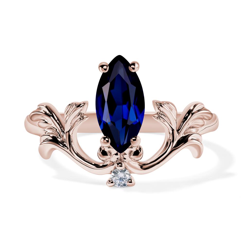 Baroque Marquise Cut Sapphire Ring - LUO Jewelry #metal_14k rose gold