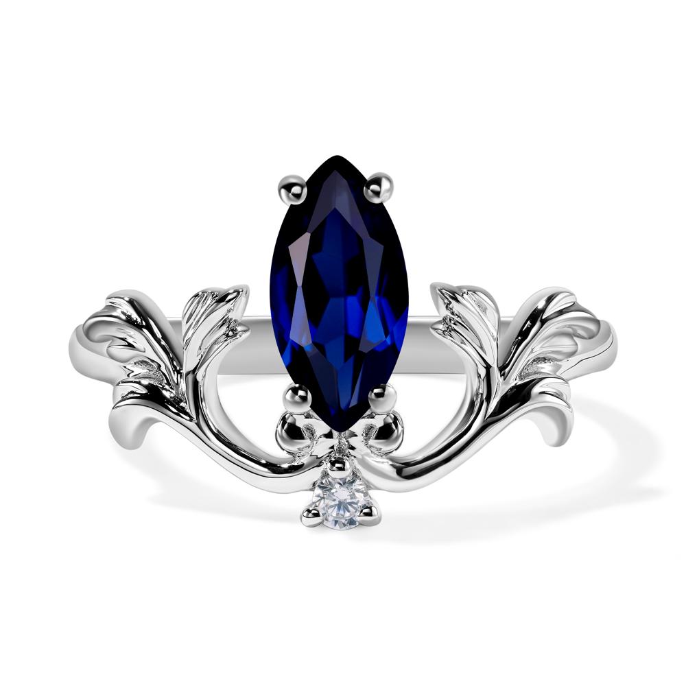 Baroque Marquise Cut Sapphire Ring - LUO Jewelry #metal_14k white gold