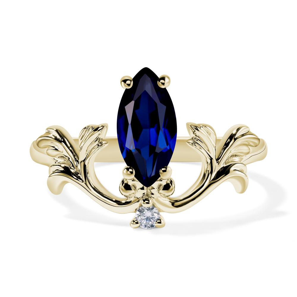 Baroque Marquise Cut Sapphire Ring - LUO Jewelry #metal_14k yellow gold