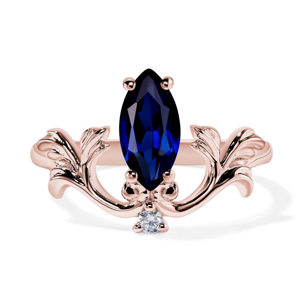 Baroque Marquise Cut Sapphire Ring - LUO Jewelry #metal_18k rose gold